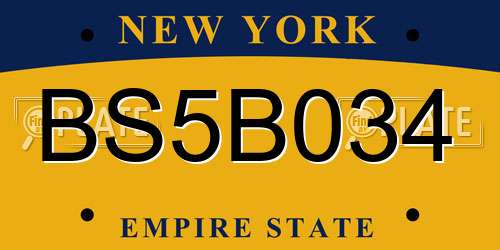 BS5B034 New York License Plate