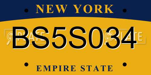 BS5S034 New York License Plate