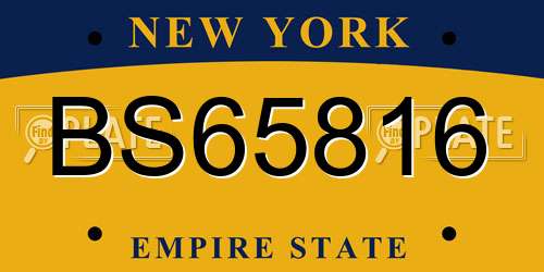 BS65816 New York License Plate
