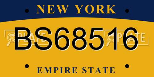 BS68516 New York License Plate