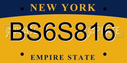 BS6S816 New York License Plate