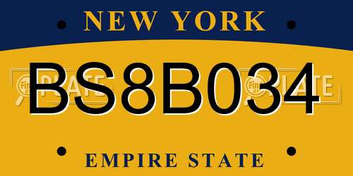 BS8B034 New York License Plate