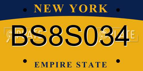 BS8S034 New York License Plate