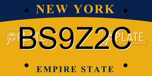 BS9Z2C New York License Plate
