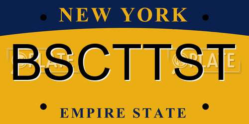 BSCTTST New York License Plate