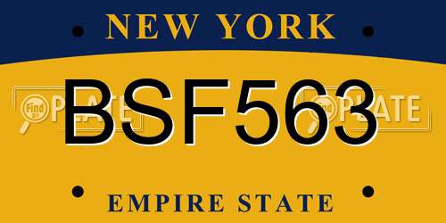 BSF563 New York License Plate