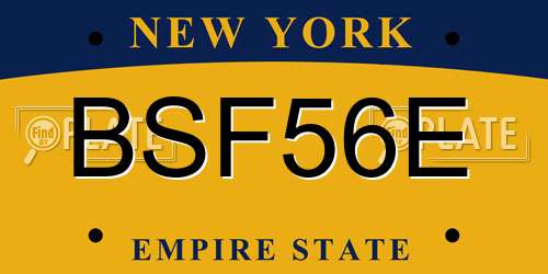 BSF56E New York License Plate