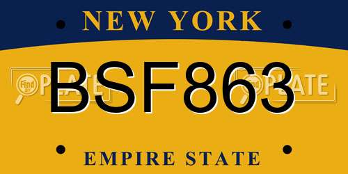 BSF863 New York License Plate