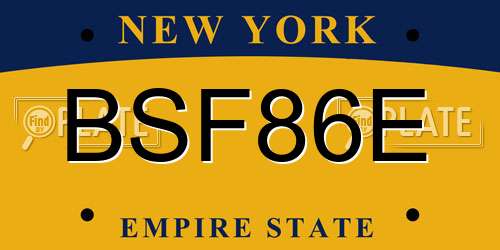BSF86E New York License Plate