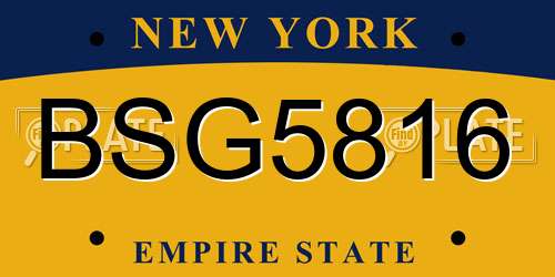 BSG5816 New York License Plate