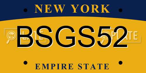 BSGS52 New York License Plate