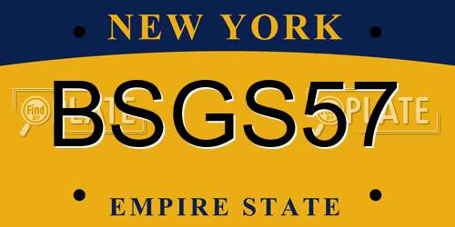 BSGS57 New York License Plate