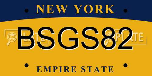 BSGS82 New York License Plate