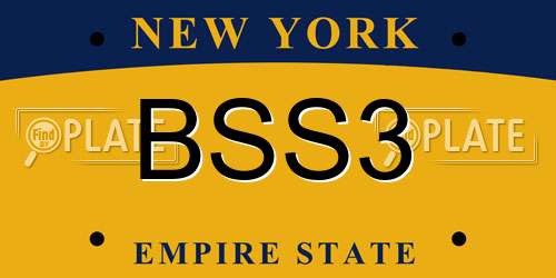 BSS3 New York License Plate