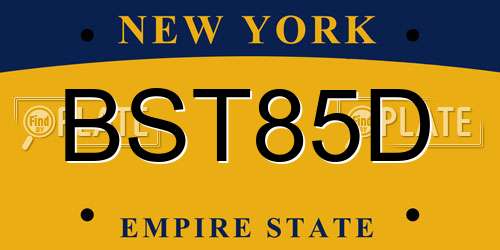 BST85D New York License Plate