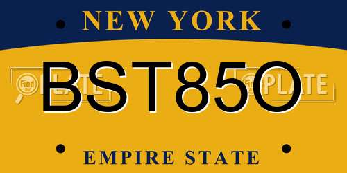 BST85O New York License Plate