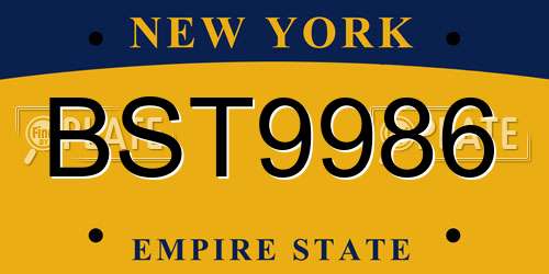 BST9986 New York License Plate