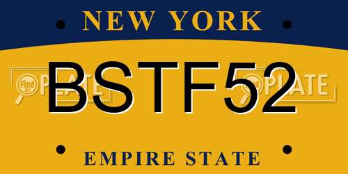BSTF52 New York License Plate