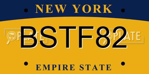 BSTF82 New York License Plate