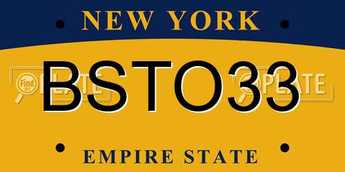 BSTO33 New York License Plate