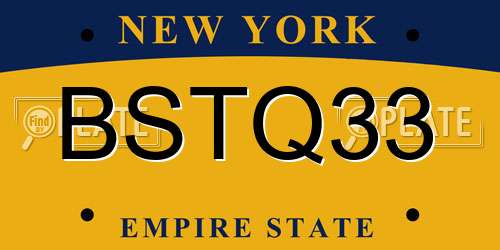 BSTQ33 New York License Plate
