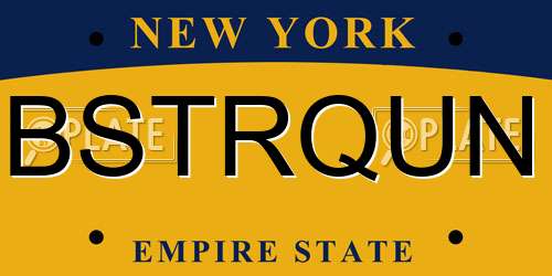 BSTRQUN New York License Plate
