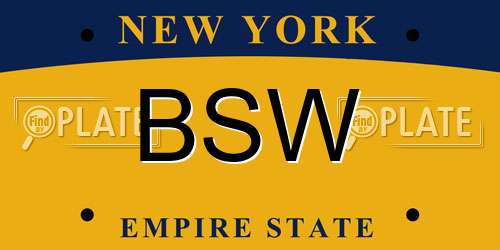 BSW New York License Plate