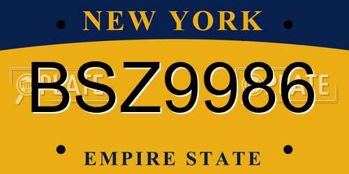 BSZ9986 New York License Plate