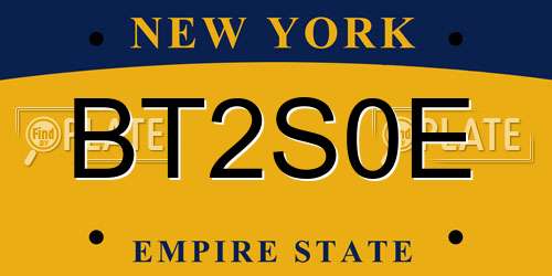 BT2S0E New York License Plate