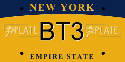 BT3 New York License Plate