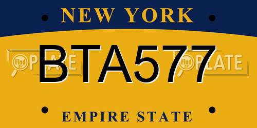BTA577 New York License Plate