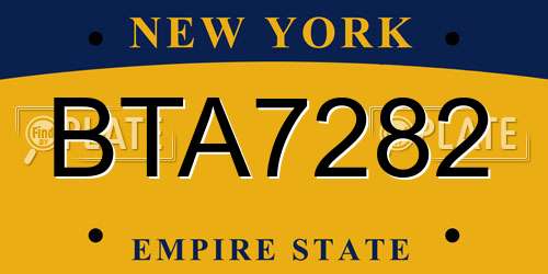 BTA7282 New York License Plate