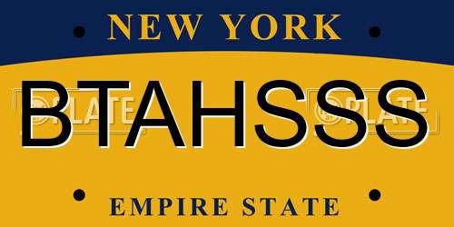 BTAHSSS New York License Plate