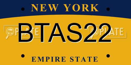 BTAS22 New York License Plate