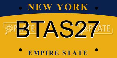 BTAS27 New York License Plate