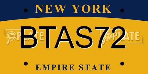 BTAS72 New York License Plate