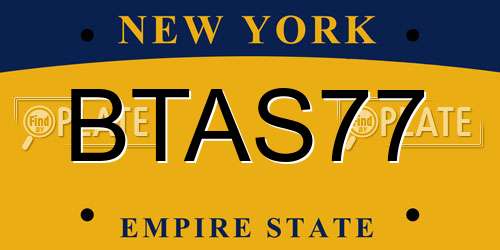 BTAS77 New York License Plate