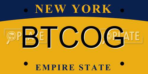 BTCOG New York License Plate