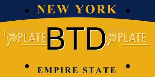 BTD New York License Plate