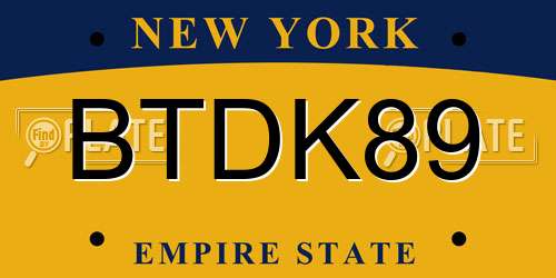 BTDK89 New York License Plate