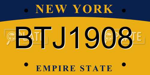 BTJ1908 New York License Plate
