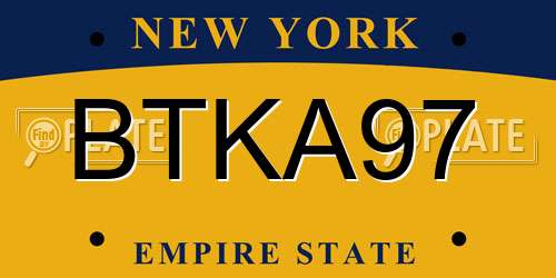BTKA97 New York License Plate