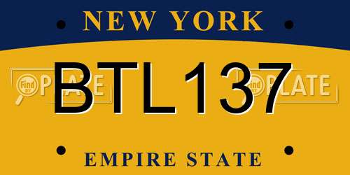 BTL137 New York License Plate