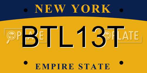 BTL13T New York License Plate