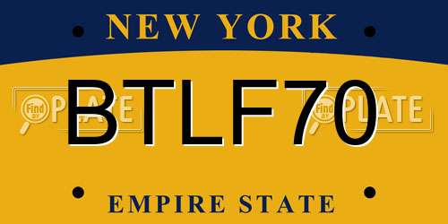 BTLF70 New York License Plate