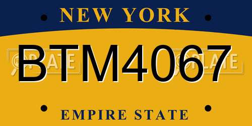 BTM4067 New York License Plate