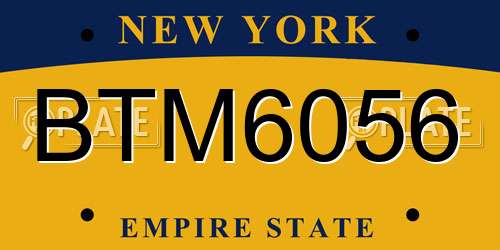 BTM6056 New York License Plate