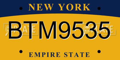 BTM9535 New York License Plate