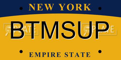 BTMSUP New York License Plate