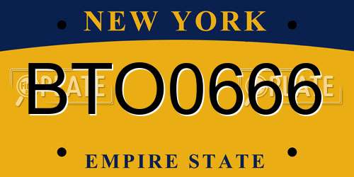 BTO0666 New York License Plate